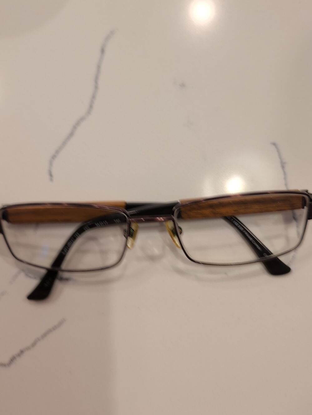 Marchon U-Turn 122 Brown Rectangular Eyeglasses, Wood Grain Hinge, 53-17-135